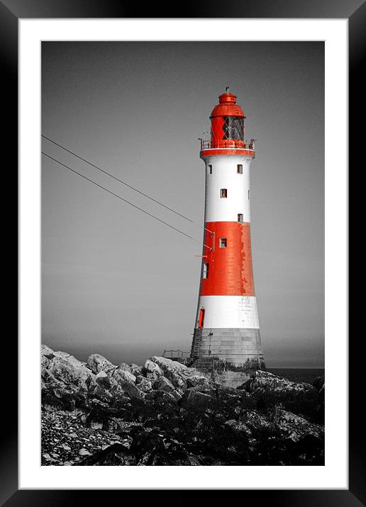 Lighthouse - Red Framed Mounted Print by mark leader