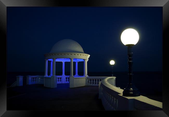 Bexhill Colonnade in Blue Framed Print by mark leader