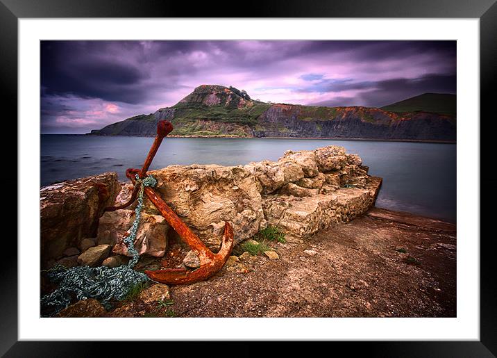 Anchor at Chapmans Pool Framed Mounted Print by mark leader