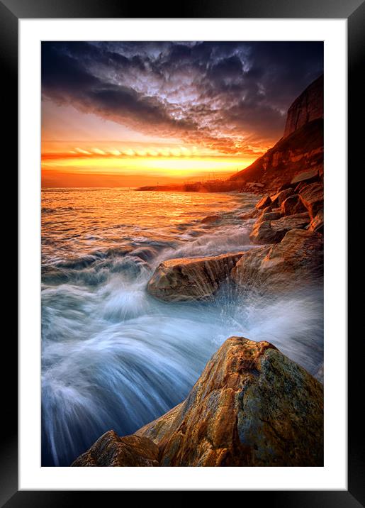 Rock a nore splash Framed Mounted Print by mark leader