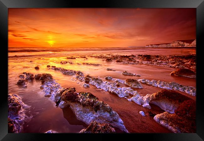 Birling Gap Sunset Framed Print by mark leader