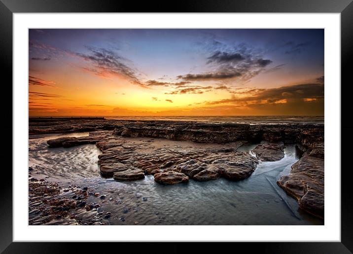Sunrise on Bexhill beach Framed Mounted Print by mark leader