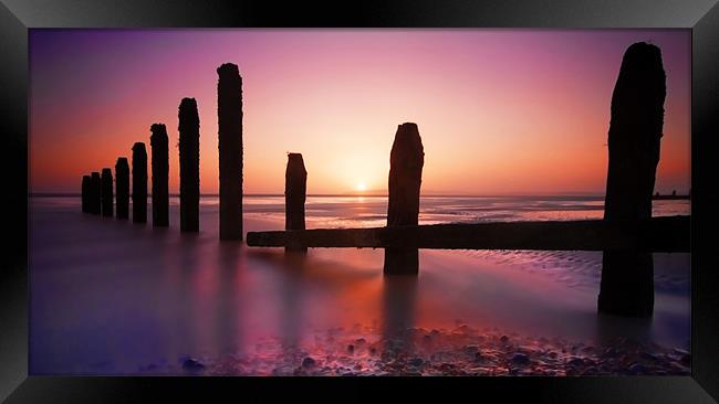 Camber Sands Sunset Framed Print by mark leader