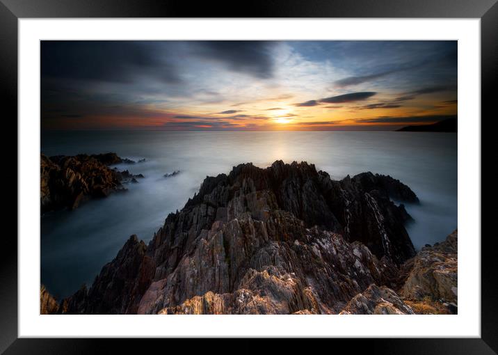 Magic at Mortehoe Framed Mounted Print by mark leader