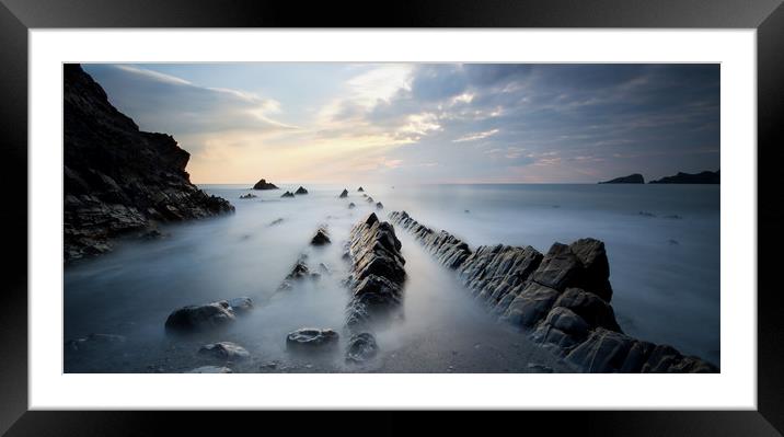 Welcombe Mouth Long Exposure Framed Mounted Print by mark leader