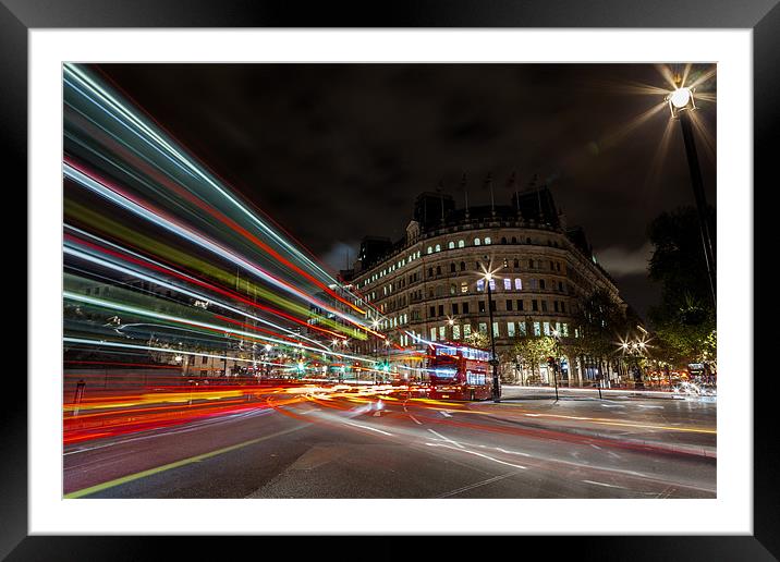 London Bus Trail Lights Framed Mounted Print by karen moutarde