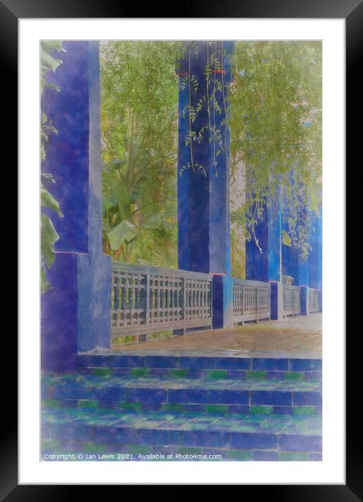 Blue Colonnade Framed Mounted Print by Ian Lewis
