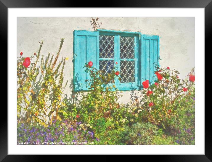 Old Cottage Window With Shutters Framed Mounted Print by Ian Lewis
