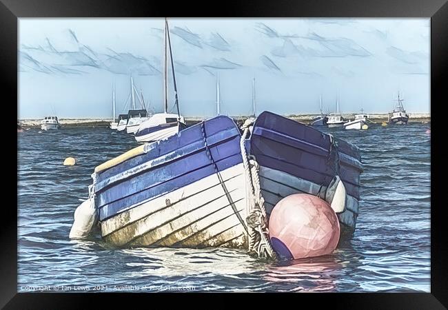 Boat and Buoy Digital Art Framed Print by Ian Lewis