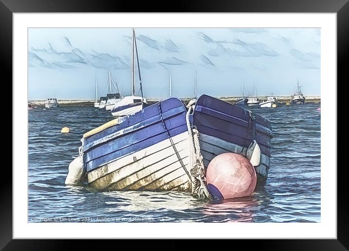 Boat and Buoy Digital Art Framed Mounted Print by Ian Lewis