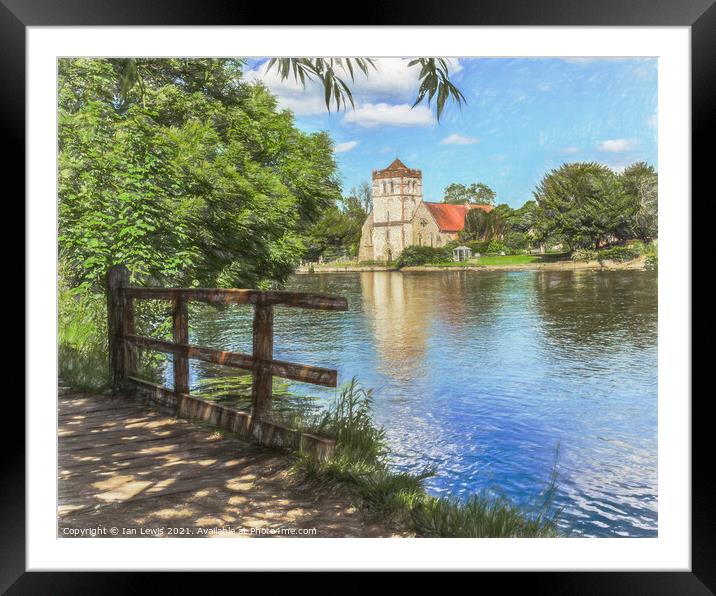 Bisham From The Thames Path Framed Mounted Print by Ian Lewis