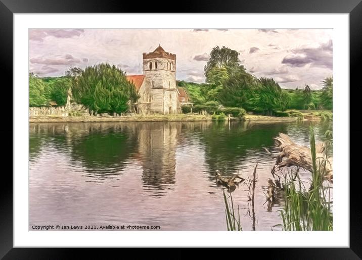 Bisham Church By The Thames Framed Mounted Print by Ian Lewis