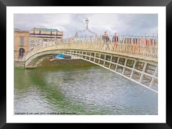 Ha'Penny Bridge Dublin an Impressionist View Framed Mounted Print by Ian Lewis