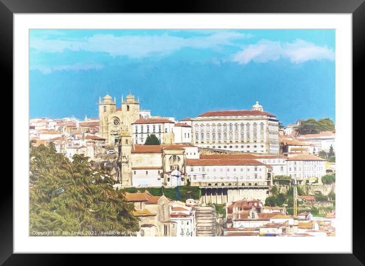 A View Of Old Porto Framed Mounted Print by Ian Lewis