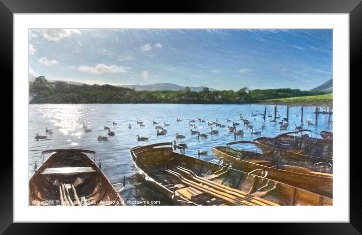 The Late Afternoon Commute On Derwentwater Framed Mounted Print by Ian Lewis