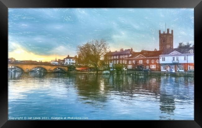 Henley on Thames a Digital Sketch Framed Print by Ian Lewis