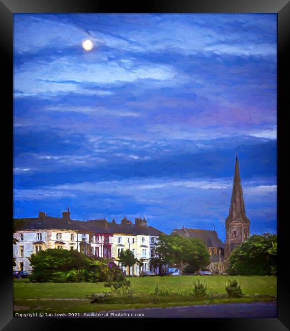 The Moon Rising Over Silloth Framed Print by Ian Lewis