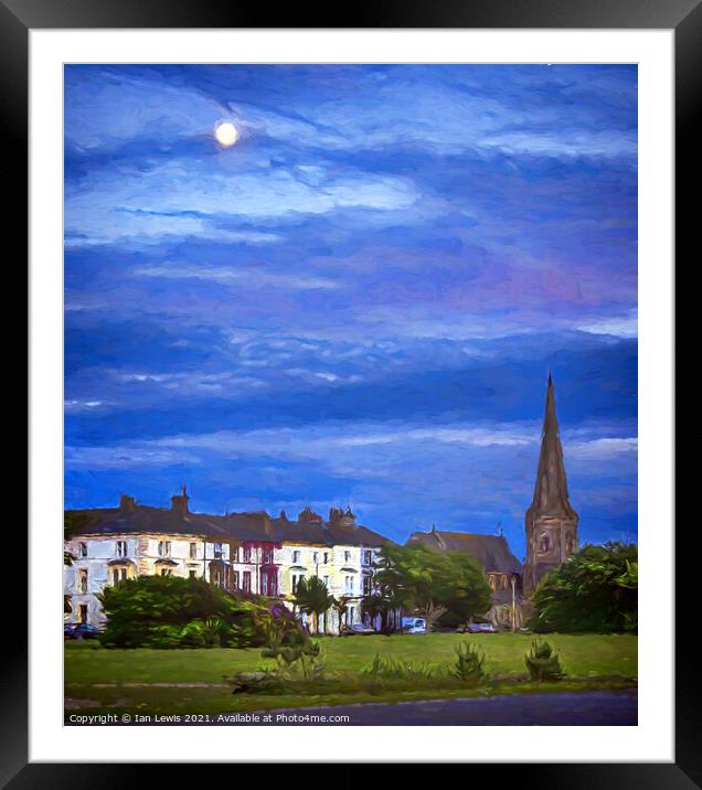 The Moon Rising Over Silloth Framed Mounted Print by Ian Lewis