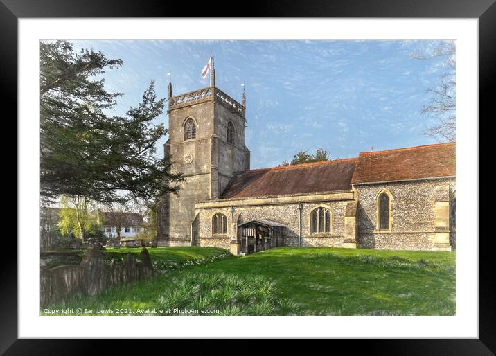 Blewbury Church in Oxfordshire Framed Mounted Print by Ian Lewis