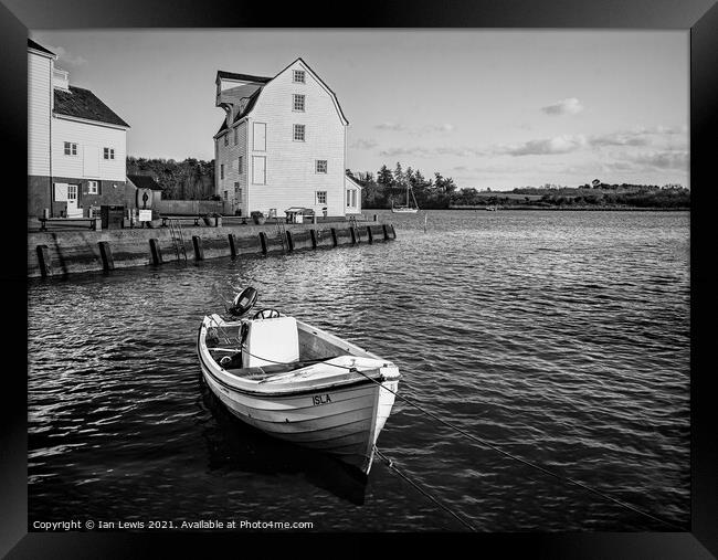 Woodbridge Tide Mill and a Boat Framed Print by Ian Lewis