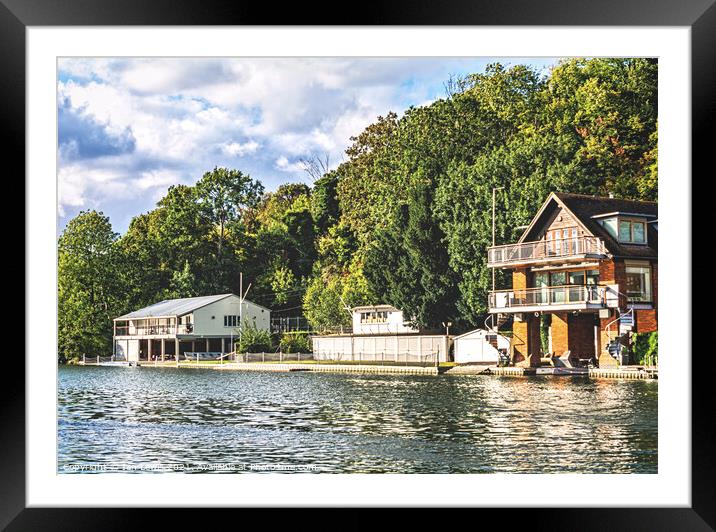 Boathouses on the Thames at Caversham Framed Mounted Print by Ian Lewis