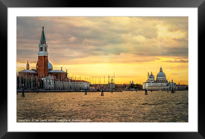 Beautiful Venetian Buildings at Sunset Framed Mounted Print by Ian Lewis