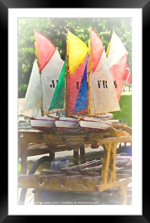 Pond Yachts For Hire Framed Mounted Print by Ian Lewis