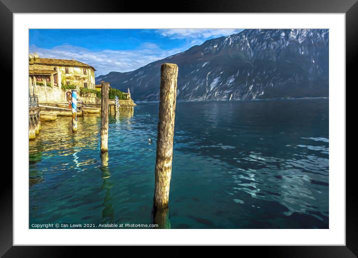 The waterside at Limone Sul Garda Framed Mounted Print by Ian Lewis