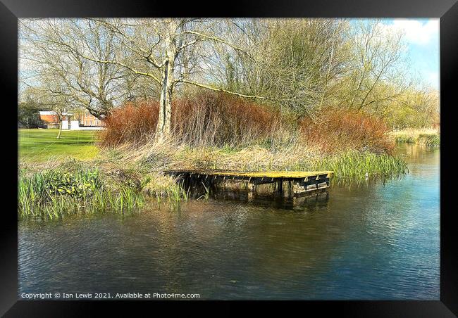 A Jetty On The Itchen Framed Print by Ian Lewis