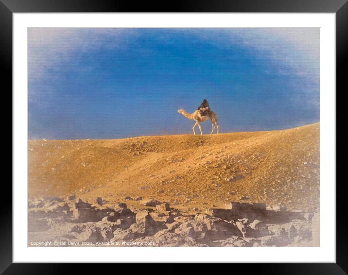 Lone Rider in the Sahara Sands Framed Mounted Print by Ian Lewis