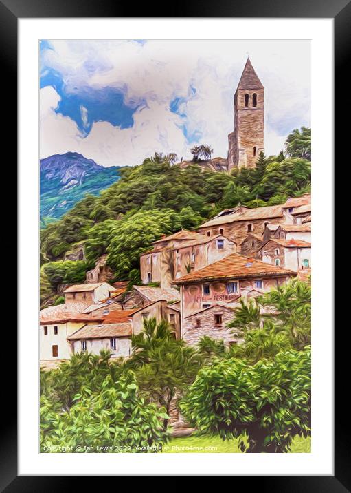 Olargues Village in Southern France Framed Mounted Print by Ian Lewis