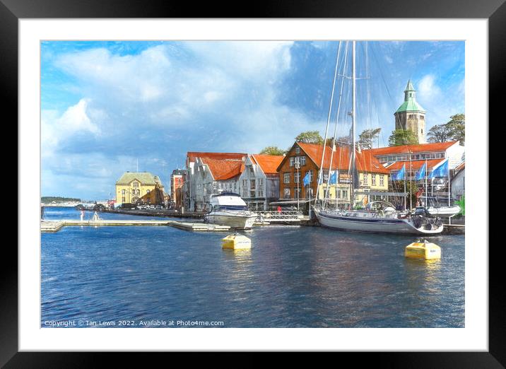Stavanger Quayside Framed Mounted Print by Ian Lewis