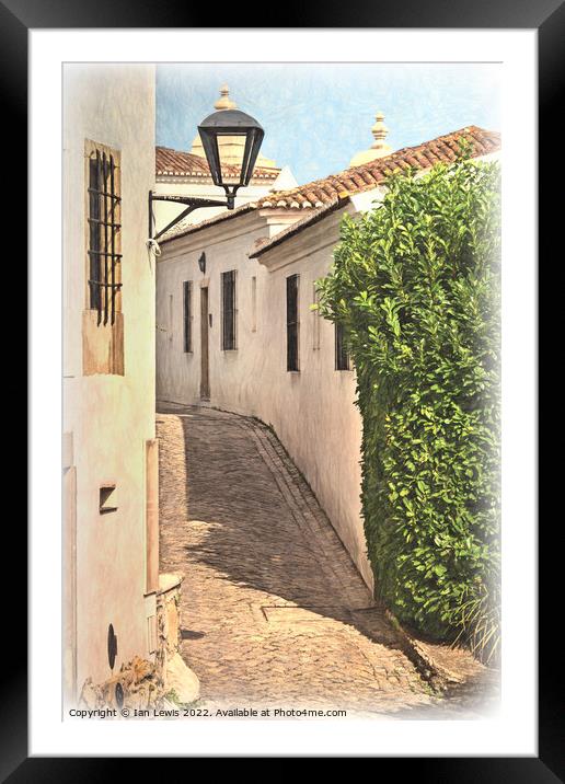 A Village Lane in Portugal Framed Mounted Print by Ian Lewis