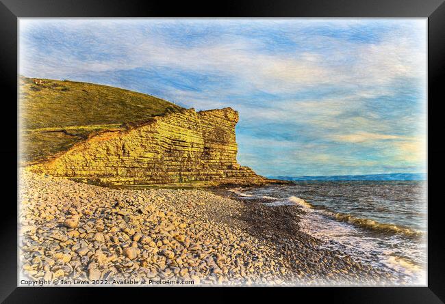 Evening Sun at Nash Point Framed Print by Ian Lewis