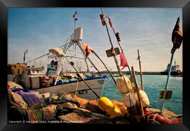 Fishing Gear on Garrucha Quayside Framed Print by Ian Lewis
