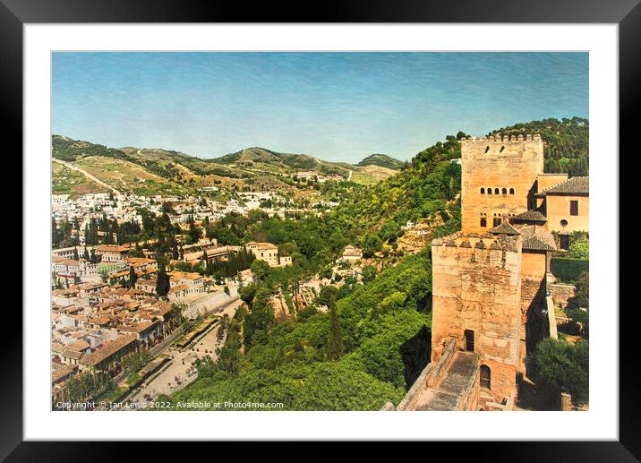 Granada From The Alhambra Ramparts Framed Mounted Print by Ian Lewis