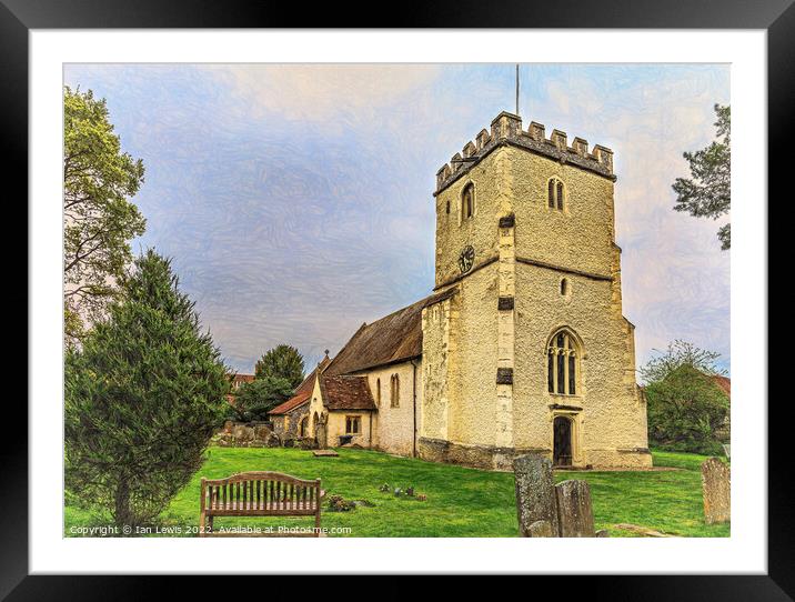 Hampstead Norreys Church Tower Framed Mounted Print by Ian Lewis