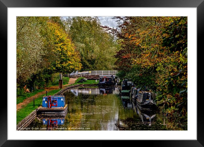 An Autumn Scene At Kintbury Lock Framed Mounted Print by Ian Lewis