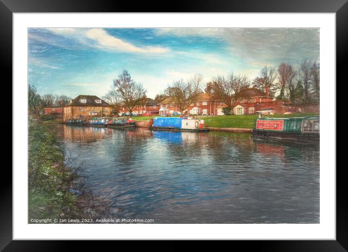 Moored At Hungerford Wharf Framed Mounted Print by Ian Lewis