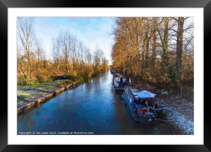 Impressionist Winter Canal Scene at Hungerford Framed Mounted Print by Ian Lewis