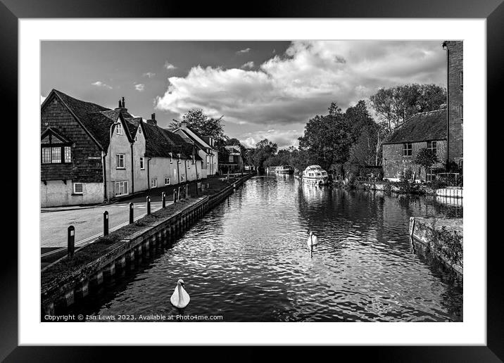Tranquil Reflections of Newburys Weavers Cottages Framed Mounted Print by Ian Lewis