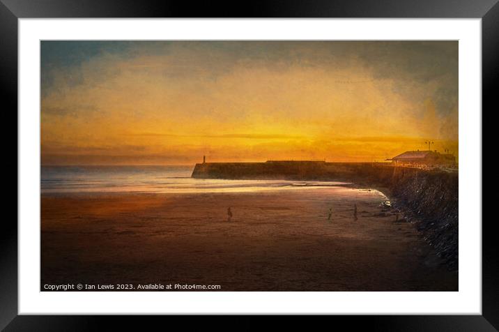 Porthcawl Winter Sunset Framed Mounted Print by Ian Lewis