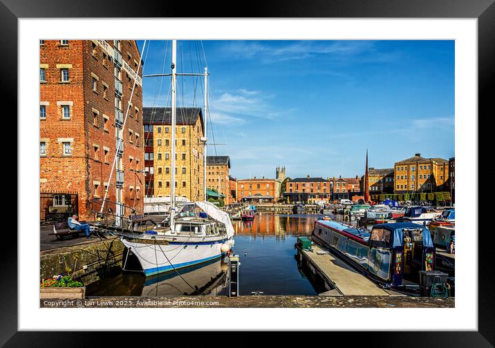 Moorings at Historic Gloucester Docks Framed Mounted Print by Ian Lewis