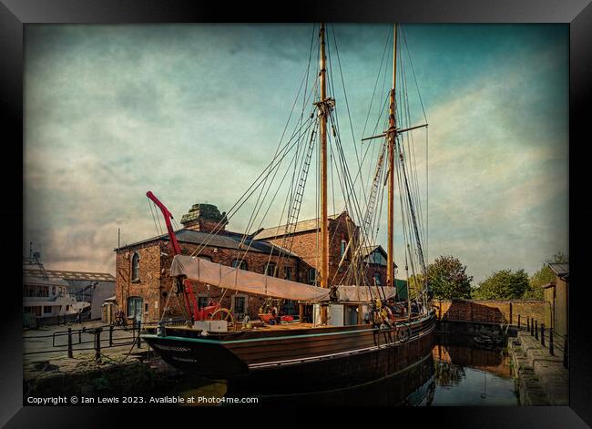 Tall Ship in Dock at Gloucester Framed Print by Ian Lewis