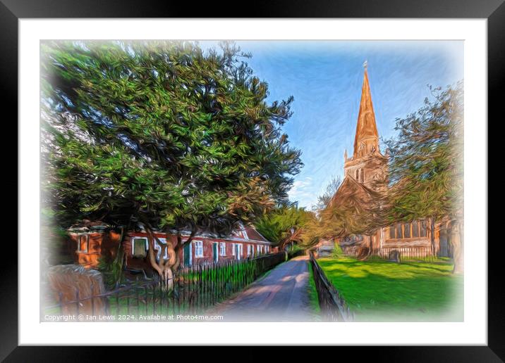 Abingdon Church and Almshouses digital art Framed Mounted Print by Ian Lewis