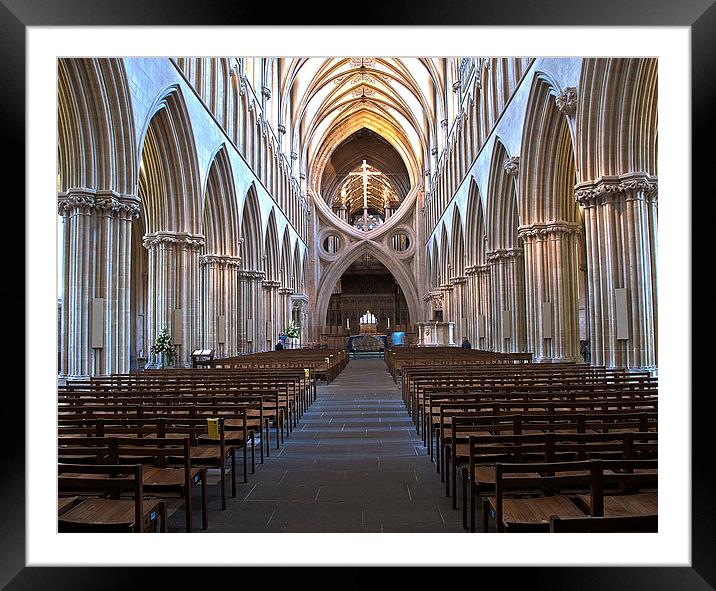 Wells Cathedral the Nave Framed Mounted Print by Ian Lewis
