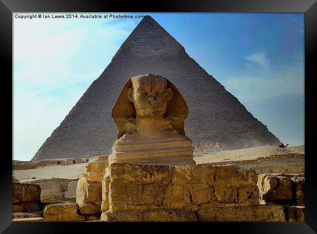 The Sphynx and Great Pyramid Framed Print by Ian Lewis