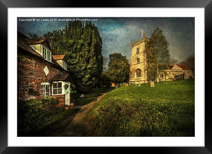  Blewbury Church and Cottages Framed Mounted Print by Ian Lewis