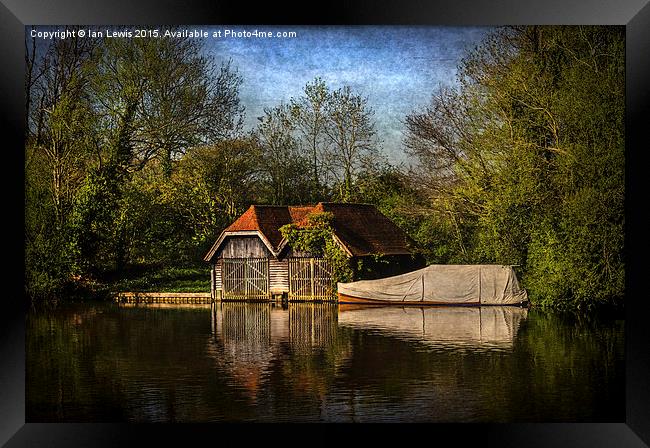 Boat Houses on the River Thames Framed Print by Ian Lewis