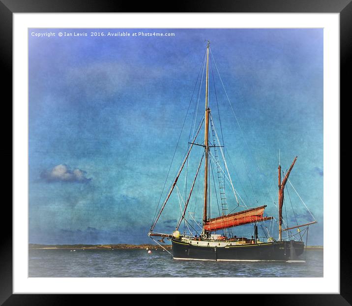 Thames Sailing Barge Framed Mounted Print by Ian Lewis